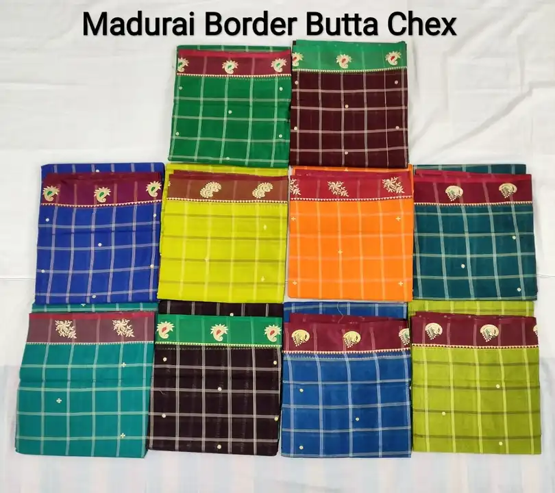 Madurai border chex butta 
Material : Pure Madurai bambar fabric  uploaded by Ramratan Totala Textile on 6/9/2023