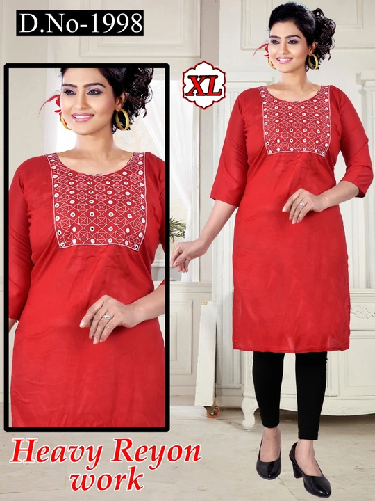 Post image Hey! Checkout my new product called
Reyon fabric Kurti embroidery work .