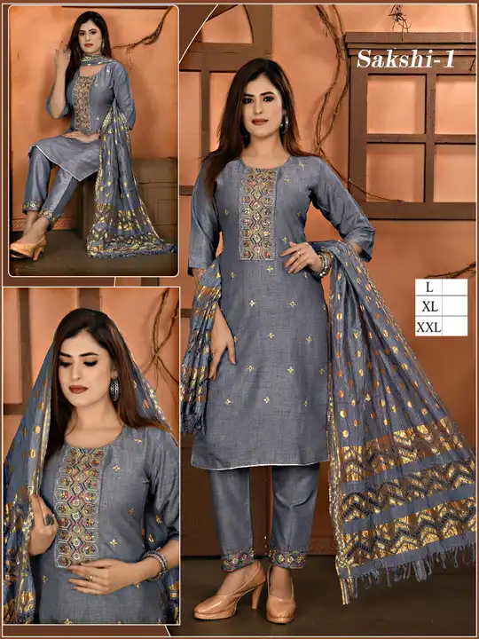 State 3pc top pent duppta  only wholesale singal pc ki msg nai kare uploaded by Ready made dresses on 6/9/2023