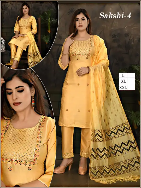 State 3pc top pent duppta  only wholesale singal pc ki msg nai kare uploaded by Ready made dresses on 6/9/2023