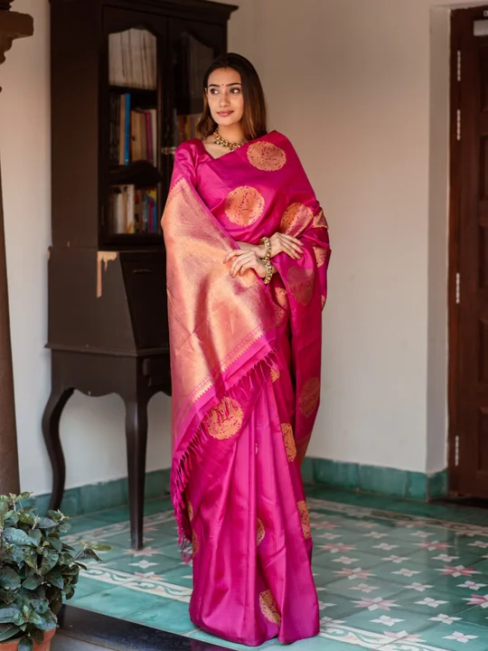 Rich pallu with allovar zari butii design saree uploaded by Dhananjay Creations Pvt Ltd. on 6/9/2023