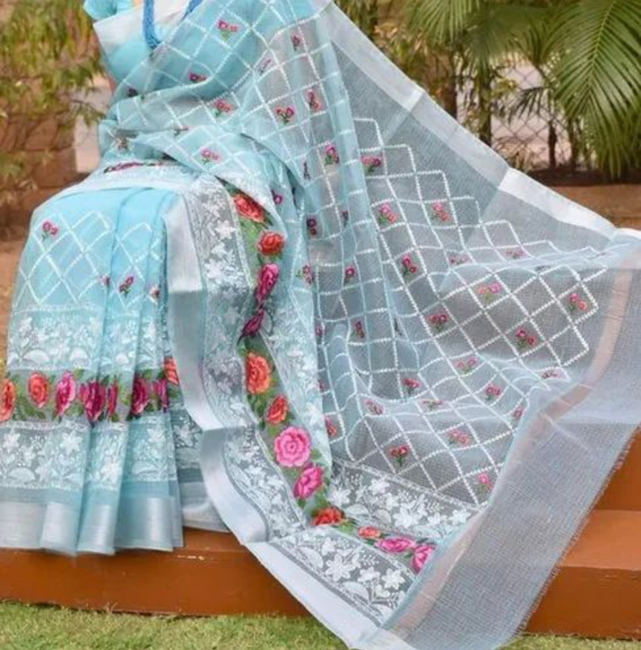 Kota Doria sarees embroidery work design  uploaded by RB fashion group on 6/9/2023