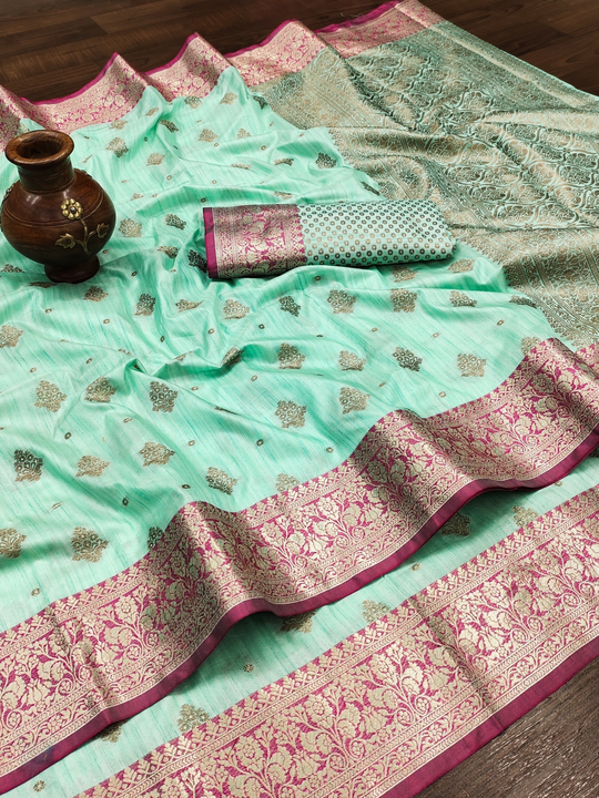 Exquisite Organza Saree with Zari Weaving and Minakari Border Desing Saree uploaded by DHANANJAY CREATIONS on 6/9/2023