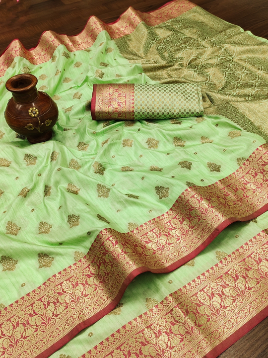Exquisite Organza Saree with Zari Weaving and Minakari Border Desing Saree uploaded by DHANANJAY CREATIONS on 6/9/2023