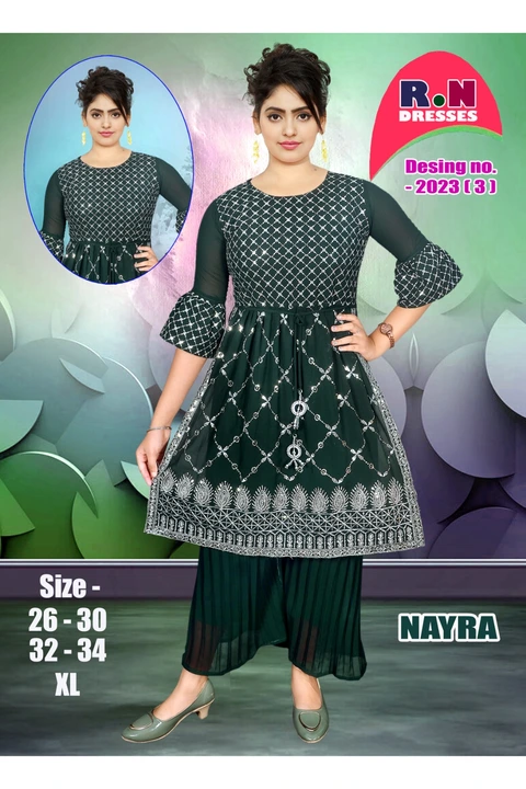 Hey! Checkout my new product of Nayra kurti plazzo set uploaded by Haney Garments on 6/9/2023