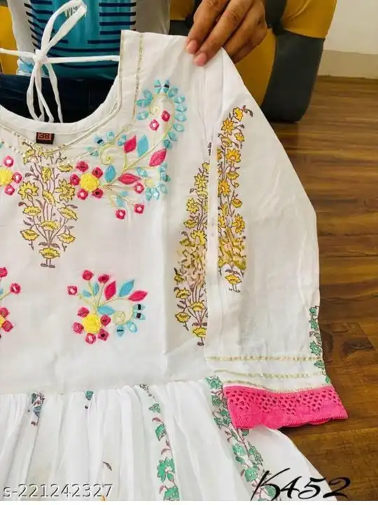 M to XXL, *Premium REYON sulv  beautiful anarkali paired up with dupatta   With colourful block prin uploaded by Online Ladies Dresses on 6/9/2023