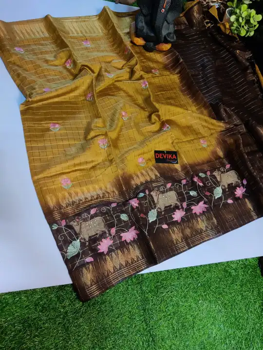 Semi tussar sequence work embroidery saree uploaded by business on 6/9/2023