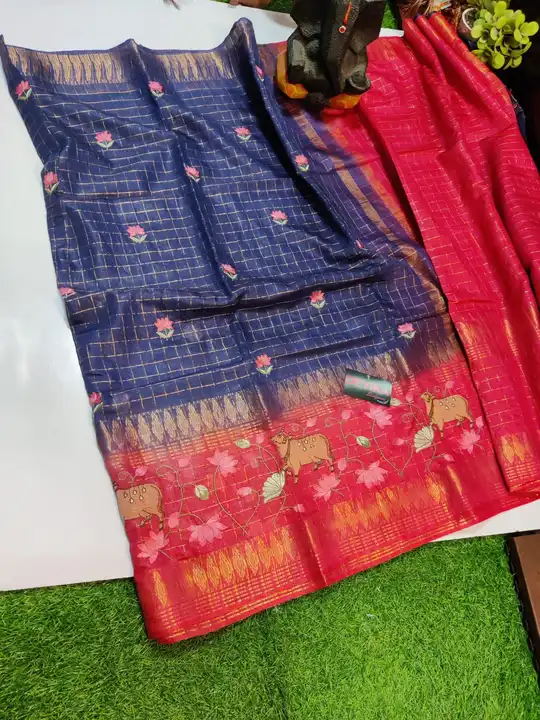 Semi tussar sequence work embroidery saree uploaded by SHADAB TEXTILE on 6/9/2023