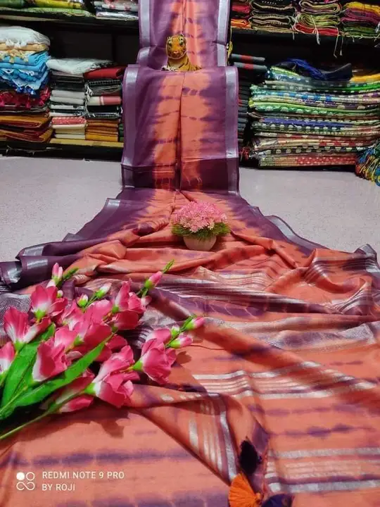 Cotton linen shibori printed saree  uploaded by SHADAB TEXTILE on 6/9/2023