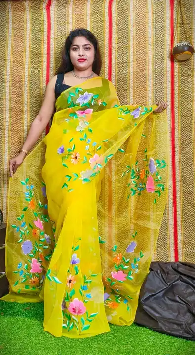 Post image Hey! Checkout my new product called
pure organza handprint 
Organza hand painted saree 
Without BP 
.