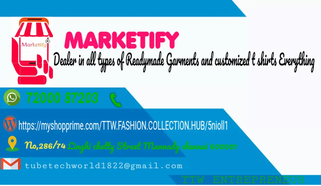 Visiting card store images of SHOP MARKETIFY