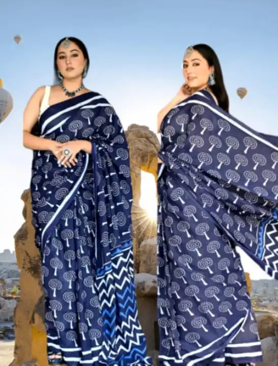 Cotton mulmul sarees with blouse  uploaded by Ashoka bagru print on 6/10/2023