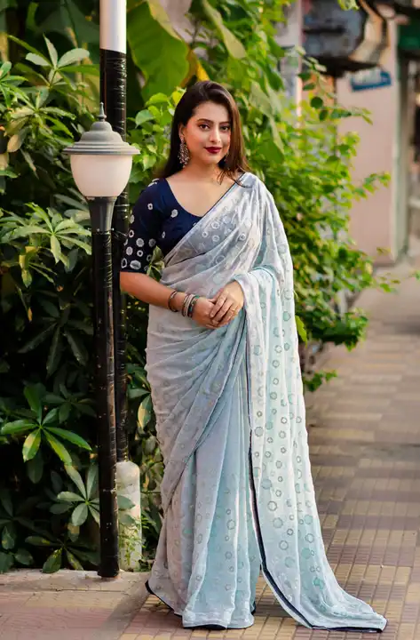 *NEW LAUNCH*

* NILAM SAREES *

Vi

 SAREES FABRIC.:Premium Georgette 

Work:-Quality - soft georget uploaded by Divya Fashion on 6/10/2023