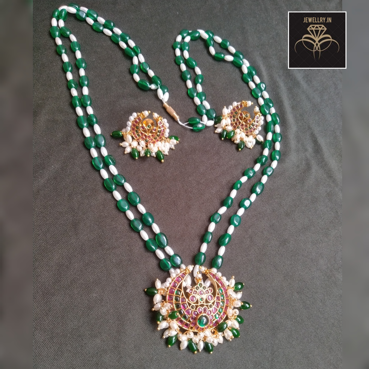 Monalisa needs , rice pearls, Kemp stone long set with earring  uploaded by Jewellry.in UDHYAM-TS-02-0045573 on 6/10/2023