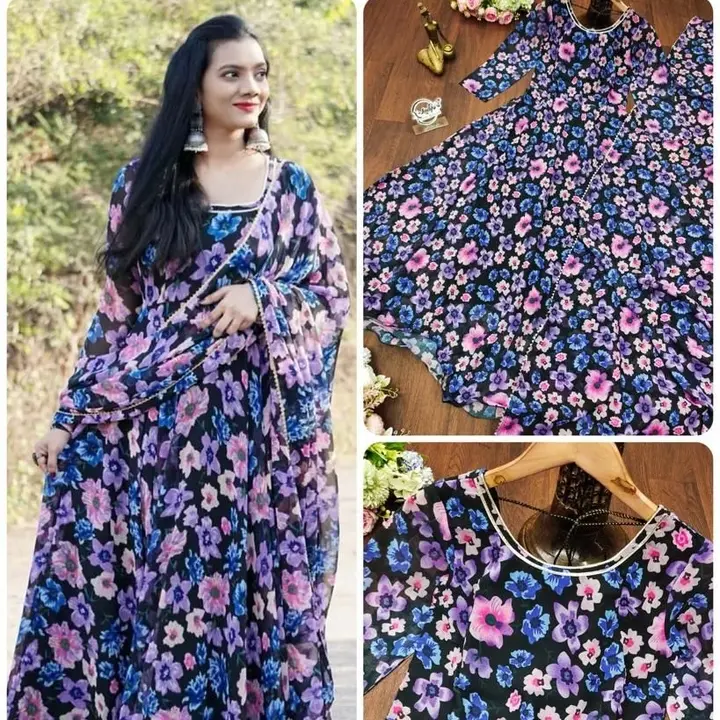 Launching New 💃🏻 Maltipal Colorfull 🙆🏼‍♀️flower 😘😘Maxy gown with dupatta 👠 uploaded by business on 6/10/2023