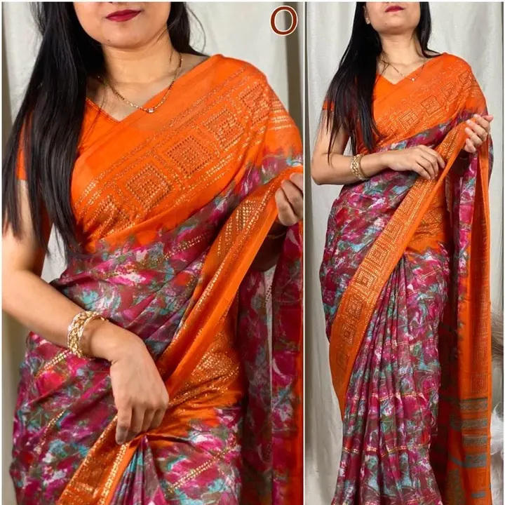 SAREE-Moss chiffon with running blouse uploaded by business on 6/10/2023