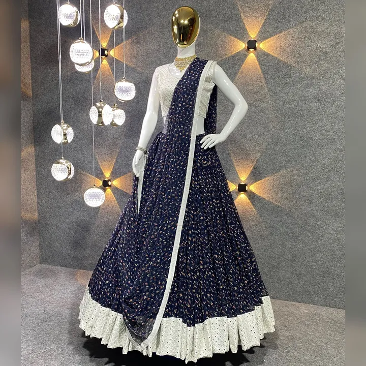 *NF-(1131)* 

Navy White Coloured Embroidered Attractive Party Wear Heavy Faux Georgette Lehenga cho uploaded by A2z collection on 6/10/2023