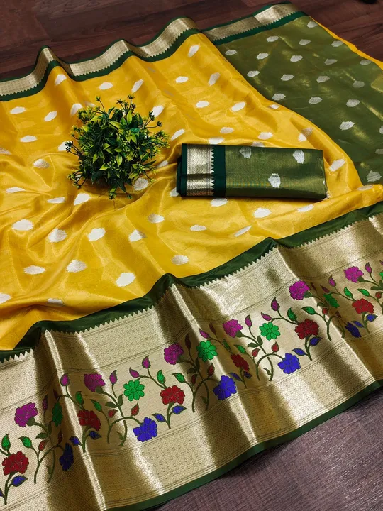 Organza weaving saree uploaded by VARDHAK COLLECTION  on 6/10/2023