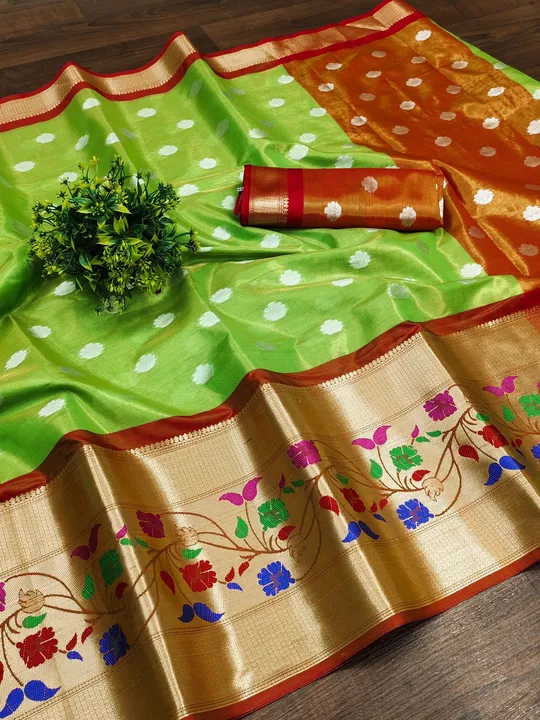 Organza weaving saree uploaded by VARDHAK COLLECTION  on 6/10/2023