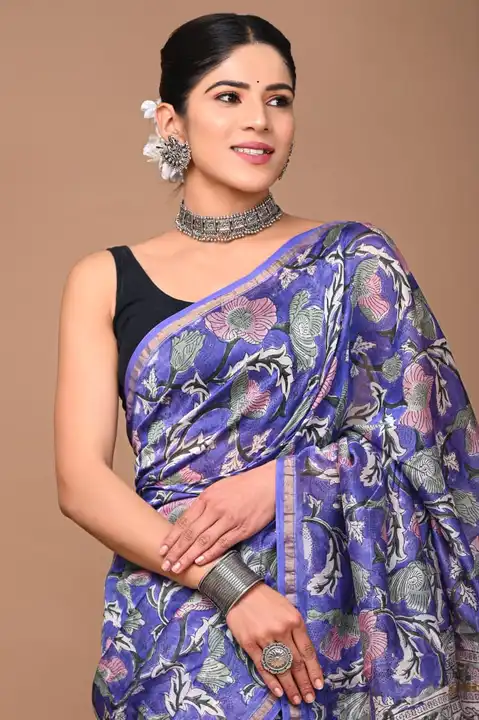 Chanderi silk saree uploaded by @BAGRU_CRAFTS on 6/10/2023