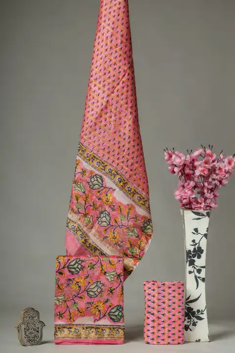 Hand block printed Maheshwari Silk suit uploaded by @BAGRU_CRAFTS on 6/10/2023