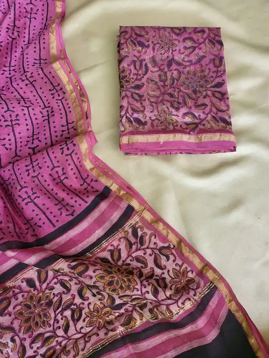 Vanspati ajrak print Chanderi Silk suit uploaded by @BAGRU_CRAFTS on 6/10/2023