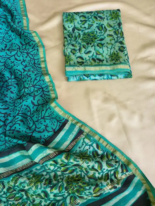 Vanspati ajrak print Chanderi Silk suit uploaded by @BAGRU_CRAFTS on 6/10/2023