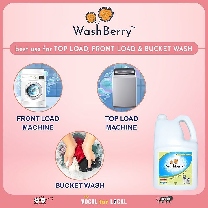 Regular Laundry Detergent Washing Liquid (5 Ltr.) uploaded by Washberry India on 7/14/2020