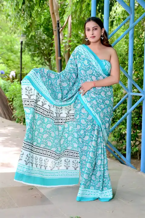 Pure cotton malmal saree soft cotton uploaded by @BAGRU_CRAFTS on 6/10/2023
