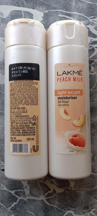 Lakme peach milk Moisturizer (MRP 250) uploaded by MK TRADERS on 6/11/2023
