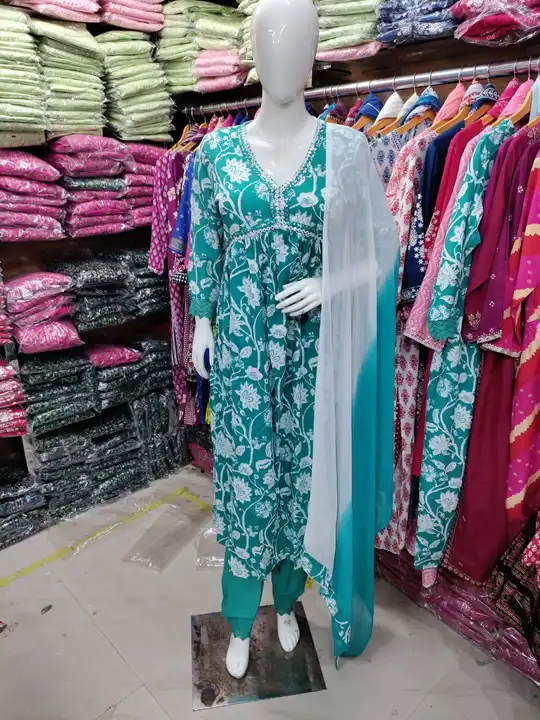 .M to XXL, Beautiful Sprint cut Aaliya full flair with beautiful work on yoke Pairedkurti with pent  uploaded by business on 6/11/2023