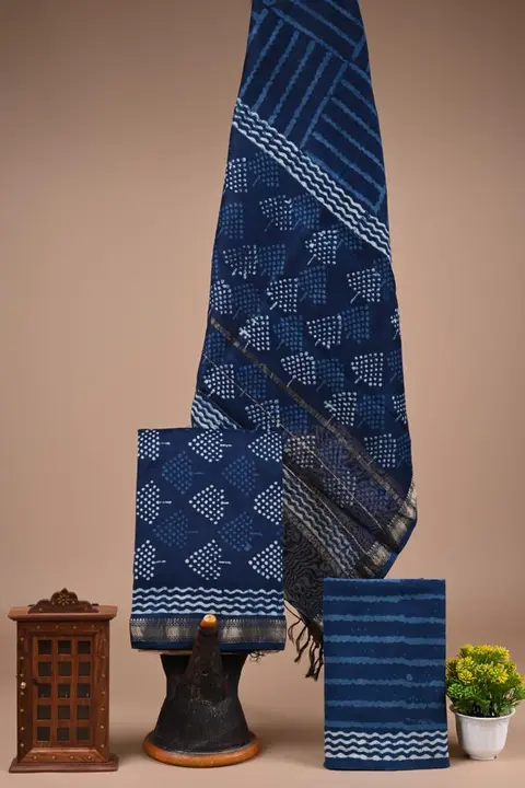 Bagru and block printed Maheshwari Silk suit uploaded by @BAGRU_CRAFTS on 6/11/2023