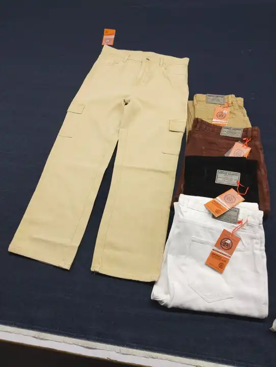 White leg basic and six pocket cargo women's denim jeans uploaded by Apparel and manufacturing on 6/11/2023
