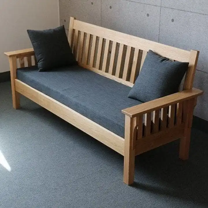 Natural wooden sofa with cushion uploaded by Classic furniture handicrafts work on 5/29/2024
