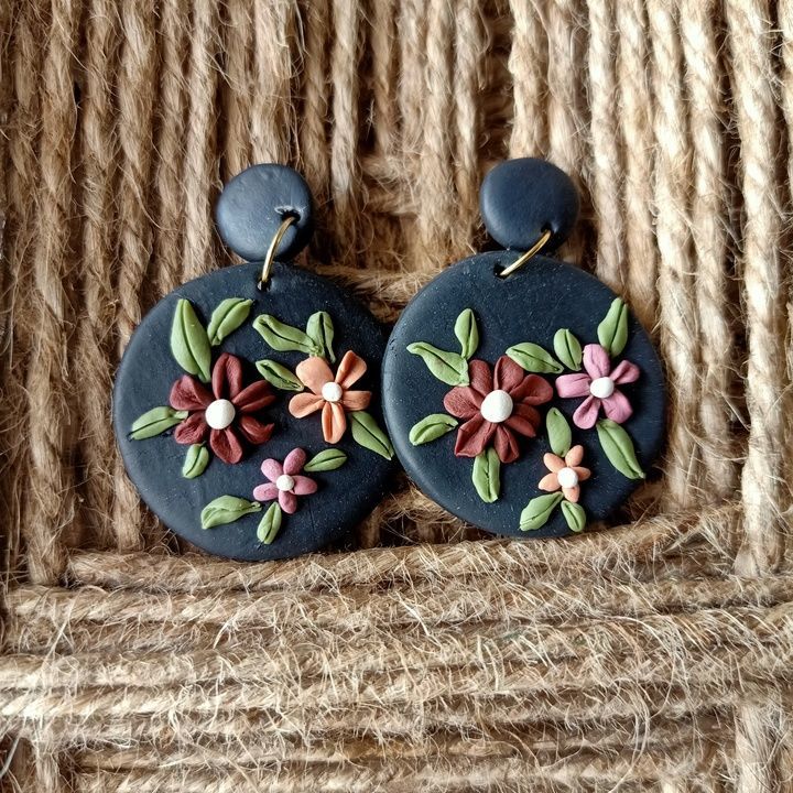 Floral statement earrings uploaded by getclayish on 3/13/2021