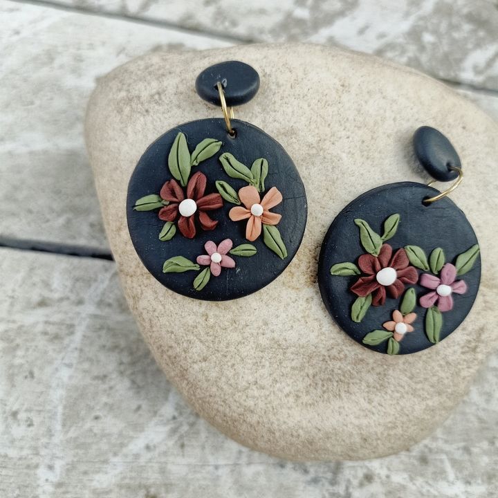 Floral statement earrings uploaded by getclayish on 3/13/2021
