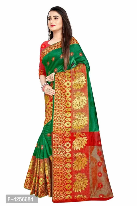 Banarasi cotton blend saree with blouse piece  uploaded by Omasmmart on 6/12/2023