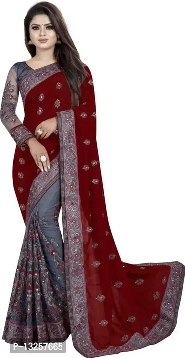 Bollywood style net saree with blouse piece  uploaded by Omasmmart on 6/12/2023
