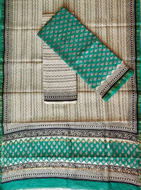 Block printed Chanderi Silk suit  uploaded by @BAGRU_CRAFTS on 6/12/2023