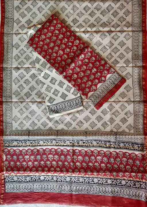 Block printed Chanderi silk suit  uploaded by @BAGRU_CRAFTS on 6/12/2023