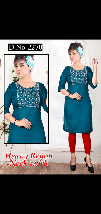 Nayra cut kurtis with fancy neckj  uploaded by Radha Creation , Maira sales for Readymade items on 6/12/2023