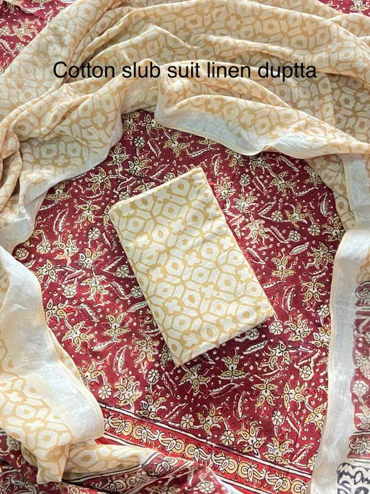 Cotton suit with Lilen Duppatta  uploaded by @BAGRU_CRAFTS on 6/12/2023