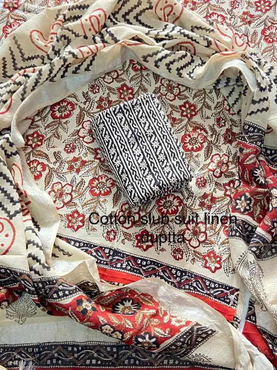 Cotton suit with Lilen Duppatta  uploaded by @BAGRU_CRAFTS on 6/12/2023