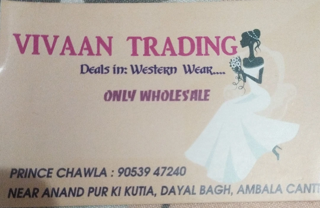 Visiting card store images of Vivaan trading