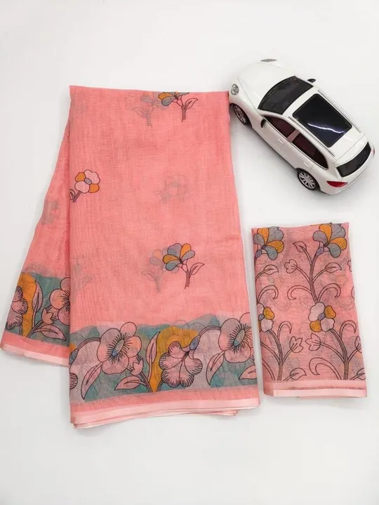 SAREES:-plain Linen With digital print work  uploaded by NIVA CREATION on 6/12/2023