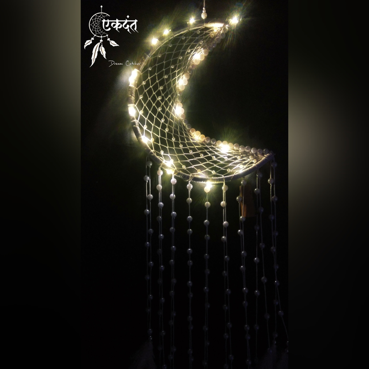 Crescent Moon Dreamcatcher With Fairy Lights  uploaded by Ekdant Artbox on 6/12/2023