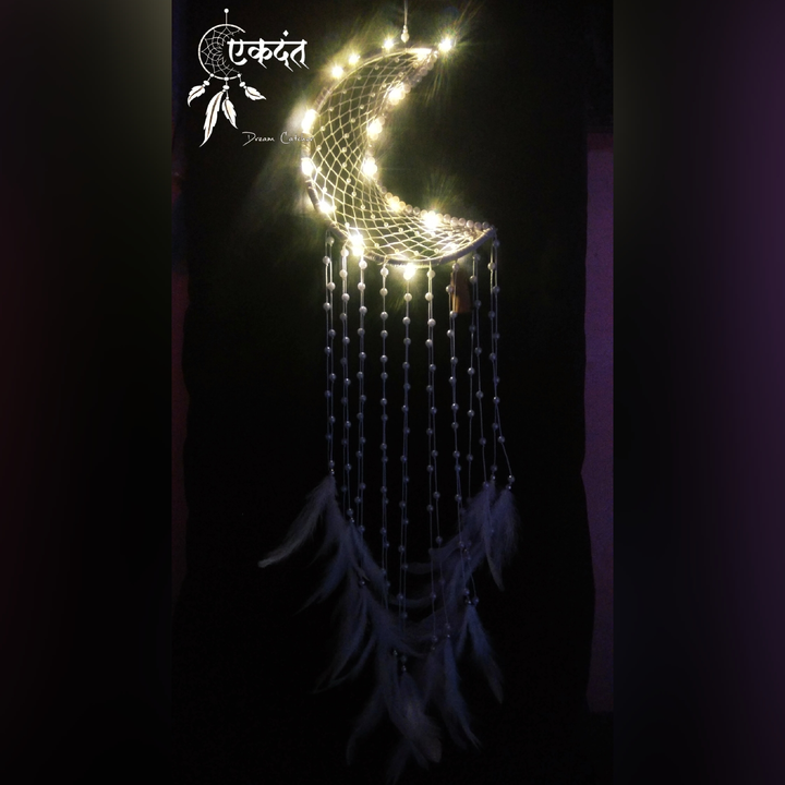 Crescent Moon Dreamcatcher With Fairy Lights  uploaded by Ekdant Artbox on 6/12/2023