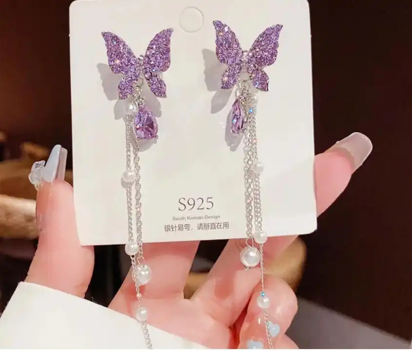 Butterfly drop earrings  uploaded by Affordable earrings collection  on 6/12/2023