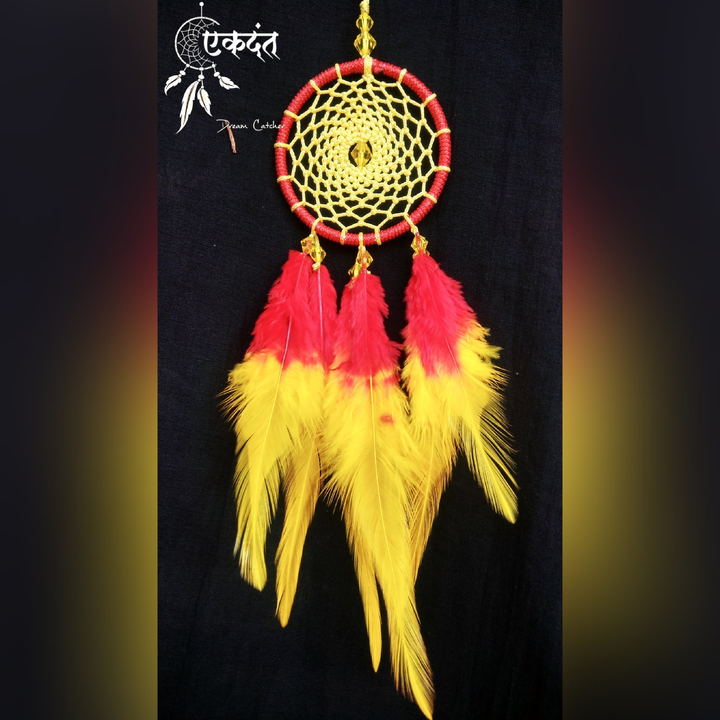 Red & Yellow Dual Shaded Mini Dreamcatcher  uploaded by Ekdant Artbox on 6/12/2023