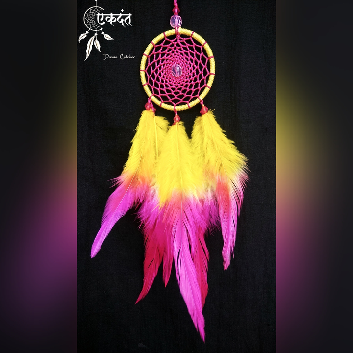 Pink & Yellow Dual Shaded Mini Dreamcatcher  uploaded by Ekdant Artbox on 6/12/2023